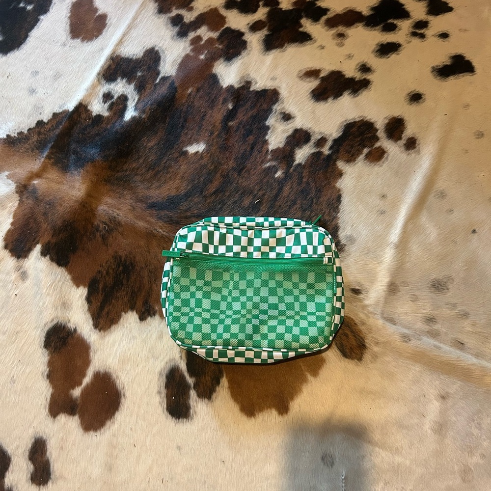 Calpack: TABLET TECH ORGANIZER IN GREEN CHECKERBOARD